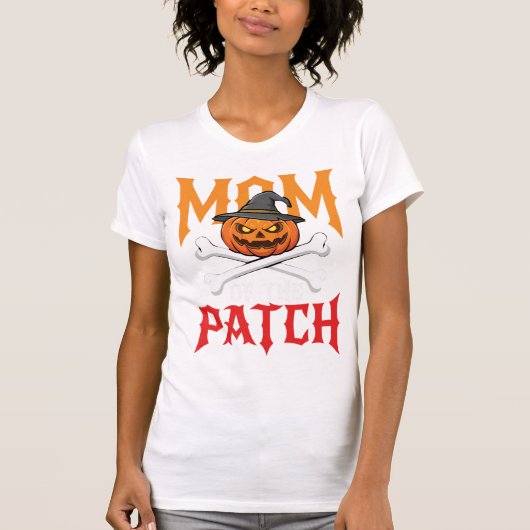 Halloween-Mutter des Patch-Kürbis-Hexe T-Shirt (Vorderseite)