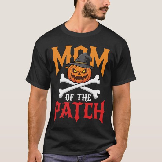 Halloween-Mutter des Patch-Kürbis-Hexe T-Shirt (Vorderseite)