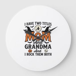 Halloween-Mutter-Oma-Vintage-Hexen-Shirt-Design_1 Große Wanduhr