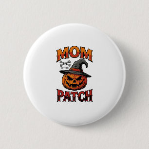 Halloween-Mutter-Shirt Kürbis Knochen Vintage Art_ Button