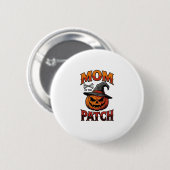 Halloween-Mutter-Shirt Kürbis Knochen Vintage Art_ Button (Vorne & Hinten)