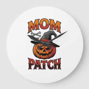Halloween-Mutter-Shirt Kürbis Knochen Vintage Art_ Große Wanduhr