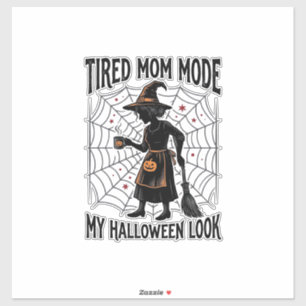 Halloween-Mutter-Shirt Müdes Kostüm Vintage Grafik Aufkleber
