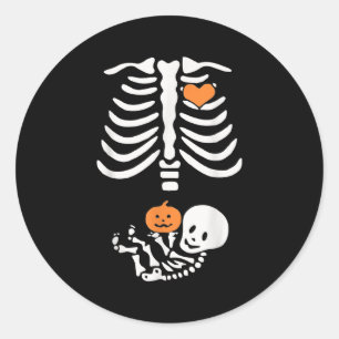 Halloween-Mutterschaft-Skelett-Baby-Herz-Schwanger Runder Aufkleber