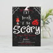 Halloween Mystery Dinner Drink sein Beängstigendes Einladung (Stehend Vorderseite)