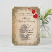 Halloween Mystery Party Vintage Kalligraphie Einladung (Stehend Vorderseite)