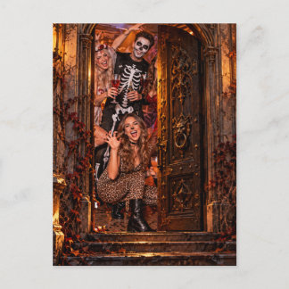 Halloween Mystery Schlosstür mit eigenem Foto Feiertagspostkarte