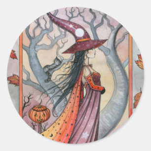 Halloween Mystic Hexe von Molly Harrison Runder Aufkleber