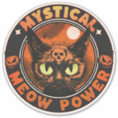 Halloween Mystical Meow Power Aufkleber (Vorderseite)