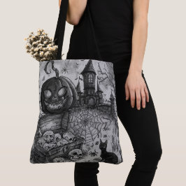 Halloween Nacht :Der gruselige schwarze Kürbis Wäc Tasche