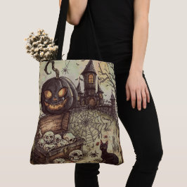 Halloween Nacht :Der gruselige schwarze Kürbis Wäc Tasche