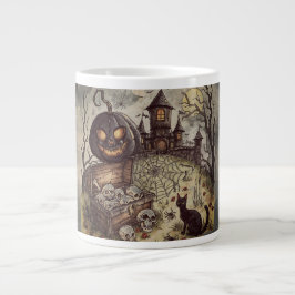 Halloween Nacht : Die Gruselige Schwarze Kürbiswä Jumbo-Tasse