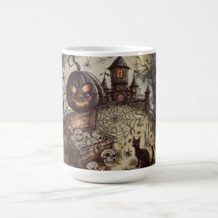 Halloween Nacht :  Die Gruselige Schwarze Kürbiswä Verwandlungstasse