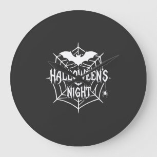 Halloween Nacht Fledermaus Spinnennetz Vektor Desi Große Wanduhr