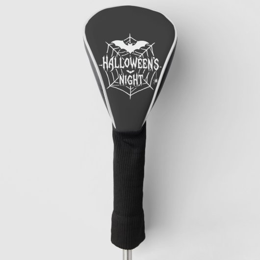Halloween-Nacht-Fledermaus-Spinnennetz-Vektordesig Golf Headcover (Vorderseite)