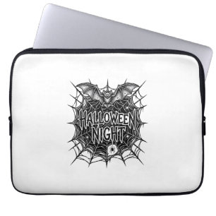 Halloween-Nacht-Fledermaus-Spinnennetz-Vintage-Shi Laptopschutzhülle