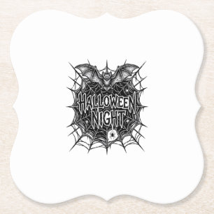 Halloween-Nacht-Fledermaus-Spinnennetz-Vintage-Shi Untersetzer