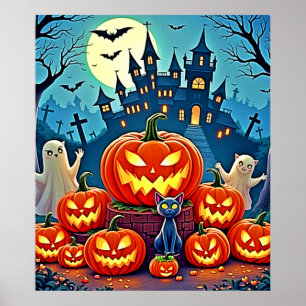 Halloween-Nacht: Gruselige Kunst für Spaß Poster