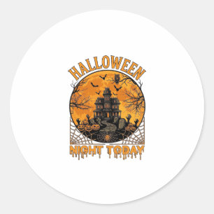 Halloween Nacht Heute Geisterhaus Kürbisse Eule Runder Aufkleber
