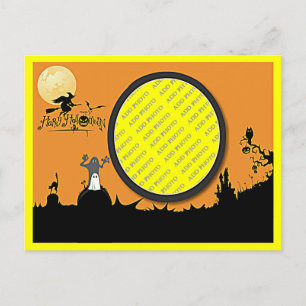 Halloween Nacht in Orange Glow Fügen Sie Ihr Foto  Postkarte