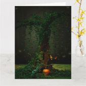 Halloween-Nacht Karte (Gelbe Blume)