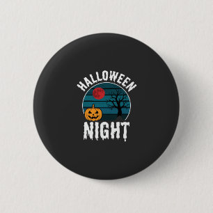 Halloween-Nacht-Kürbisbaum-Vektor Button