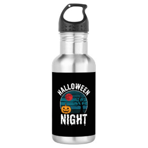 Halloween Nacht Kürbisbaum Vektor Edelstahlflasche