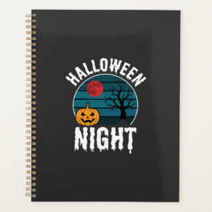 Halloween-Nacht-Kürbisbaum-Vektor Planer