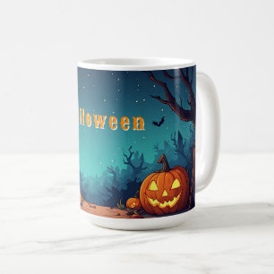 Halloween-Nacht-Kürbisse und verzauberte Häuser 🌕 Kaffeetasse