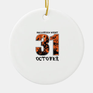 Halloween-Nacht Oktober Spukhaus Hexe Kürbis Keramik Ornament