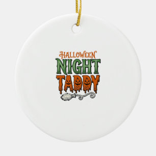 Halloween Nacht Taddy Vintage Hexenbesen-Shirt De Keramik Ornament