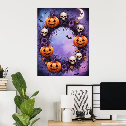 Halloween-Nacht verzaubert Poster (Heimbüro)