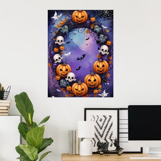 Halloween-Nacht verzaubert Poster (Heimbüro)