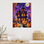 Halloween-Nacht verzaubert Poster (Küche)