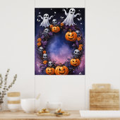 Halloween-Nacht verzaubert Poster (Küche)