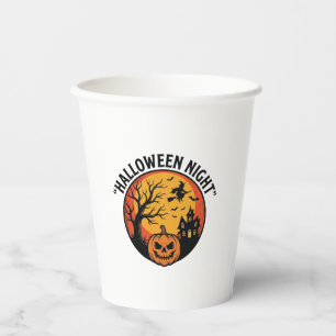 Halloween Nacht Vintage Stichelei Gruselszene T-Sh Pappbecher