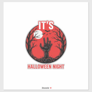 Halloween-Nacht Vintage-Stichvektor-Design_1 Aufkleber