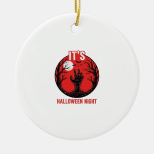 Halloween-Nacht Vintage-Stichvektor-Design_1 Keramik Ornament