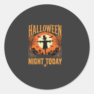 Halloween-Nacht Vogelscheuche Friedhof Vintage Vek Runder Aufkleber