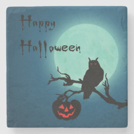 Halloween-Nachtkürbis-Eule Steinuntersetzer