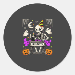 Halloween-Nähskelett Gruseliger Geist Kürbis Nähen Runder Aufkleber