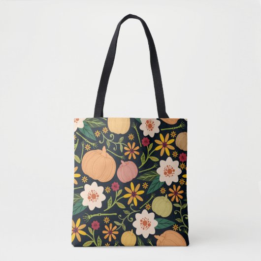 Halloween-nahtloses Muster mit Blume, Kürbis Tasche (Vorderseite)