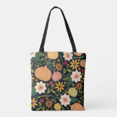 Halloween-nahtloses Muster mit Blume, Kürbis Tasche (Rückseite)