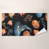 Halloween-nahtloses Muster mit Halbpenkürbis, Badehandtuch (Badehandtuch)