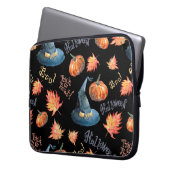 Halloween-nahtloses Muster mit Halbpenkürbis, Laptopschutzhülle (Vorderseite Links)
