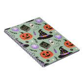Halloween nahtloses Muster mit Hexenhut, Kürbis Notizblock (Rechte Seite)