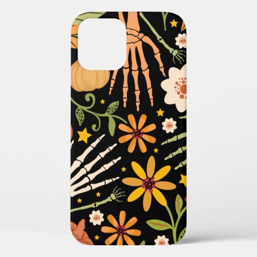 Halloween nahtloses Muster mit Knochen und Blumen Case-Mate iPhone Hülle (Rückseite)