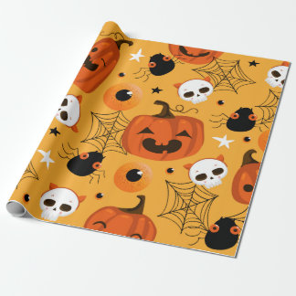 Halloween nahtloses Muster mit niedlichen Kürbis, Geschenkpapier
