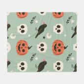 Halloween nahtloses Muster mit Raben, Schädeln und Fleecedecke (Vorderseite (Horizontal))