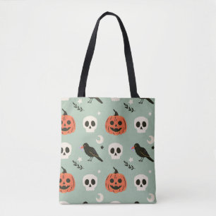 Halloween nahtloses Muster mit Raben, Totenköpfen Tasche